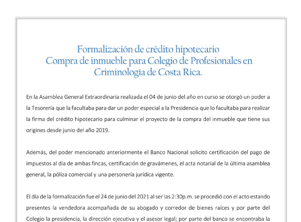 Informe Ejecutivo de Formalización