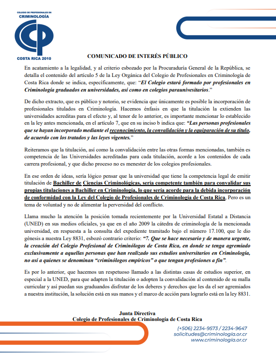 Comunicado de interes público